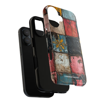 Rustic Red-Yellow Vintage Tiles - Tough iPhone 16 Phone Case