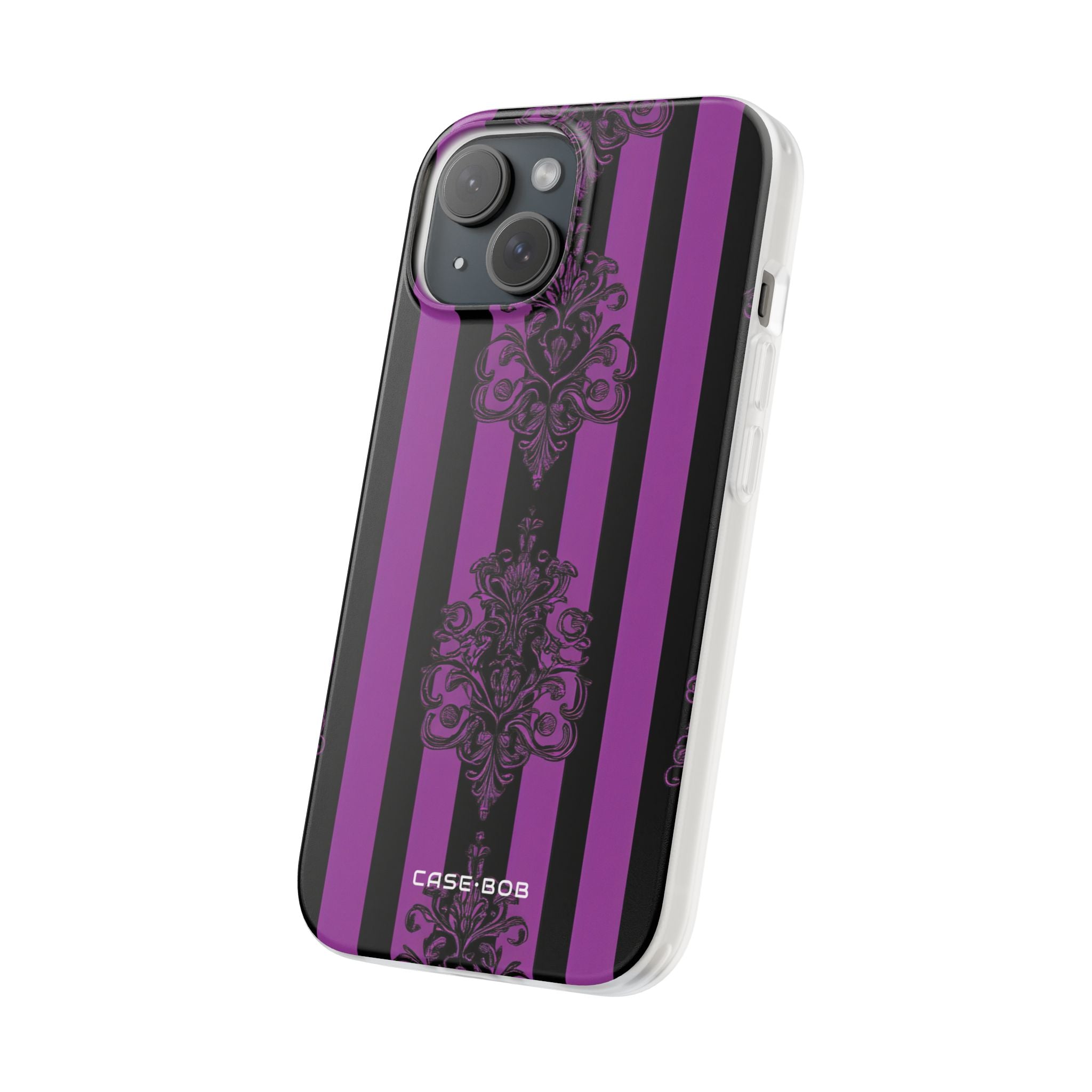 Damask Elegance Purple iPhone 15 Case - Soft