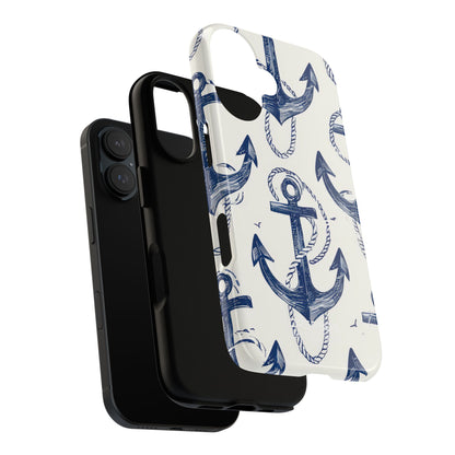 Navy Anchor Tapestry iPhone 16 - Tough