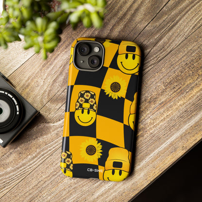 Joyful Checkered Smiles - iPhone Case