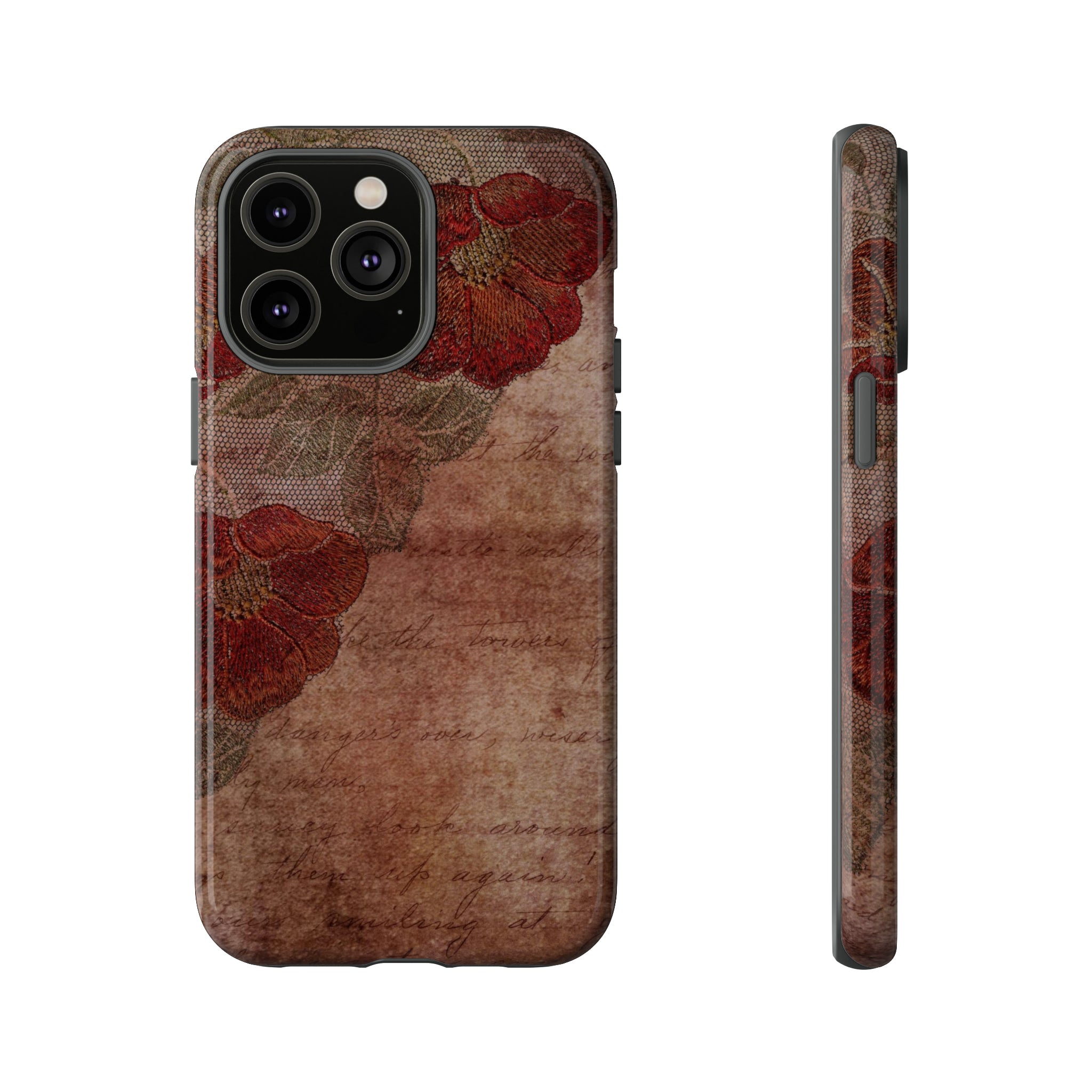 Dark Red Gothic Flower - Protective Phone Case