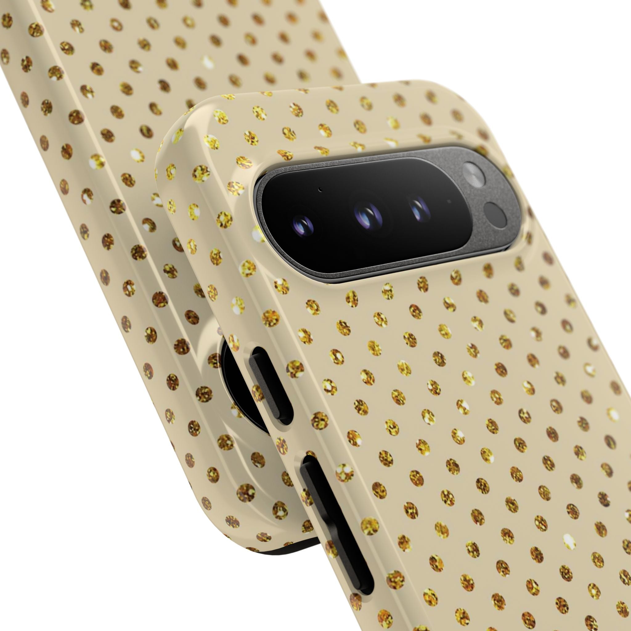 Gold Sparkle Grid Google Pixel 9 Pro Case - Tough