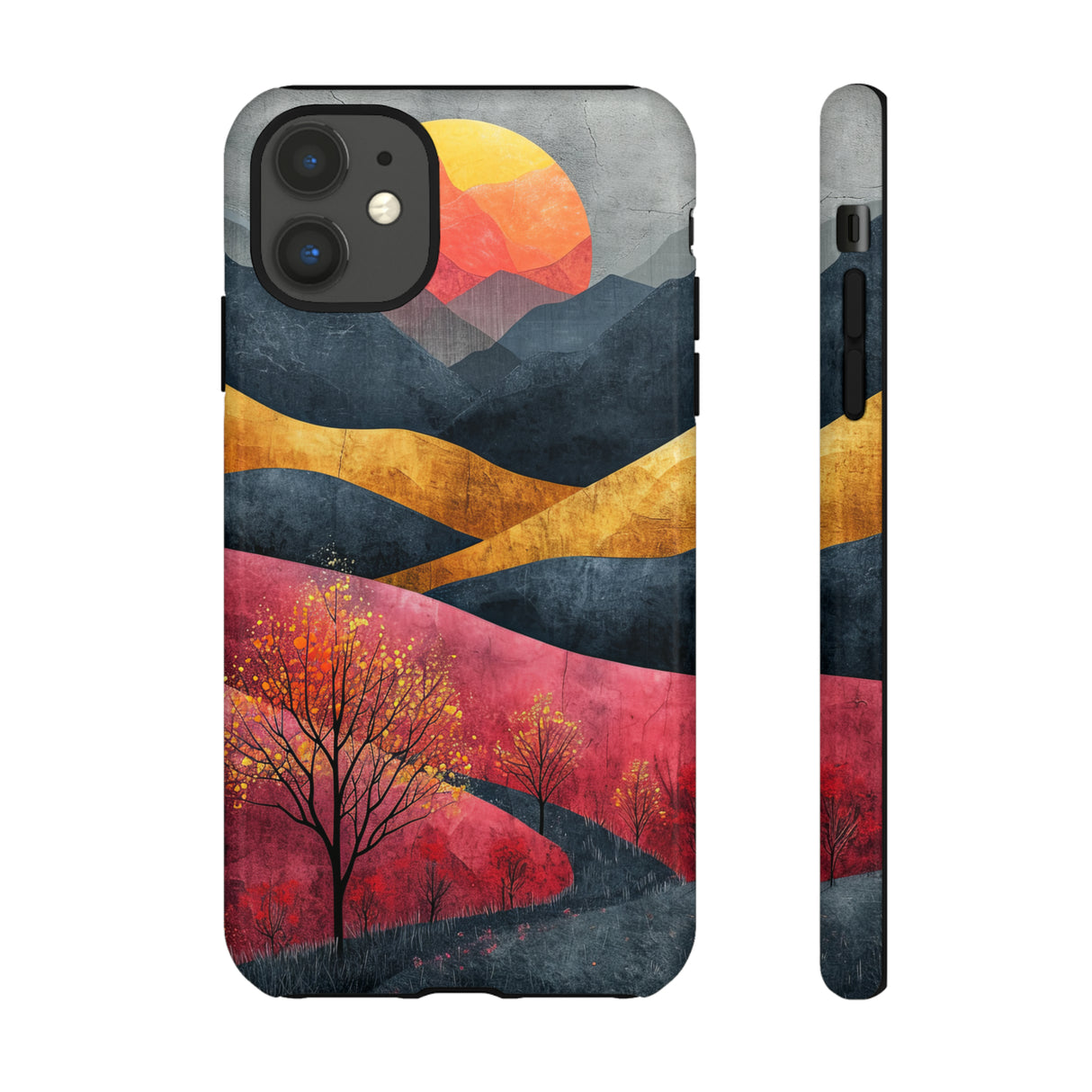 Nature's Geometry: Bright Sunset Mountain - Protective Phone Case