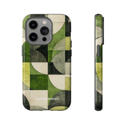 Green Geometric Harmony - Tough iPhone 14 Phone Case