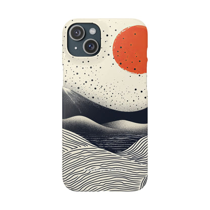 Red Sun Over Flowing Horizons iPhone 15 - Slim Phone Case