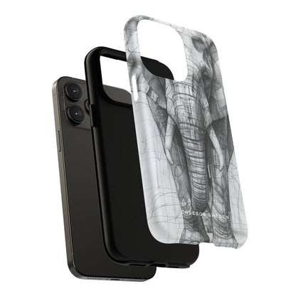 Elephant Line Geometry iPhone 14 | Tough+ Phone Case