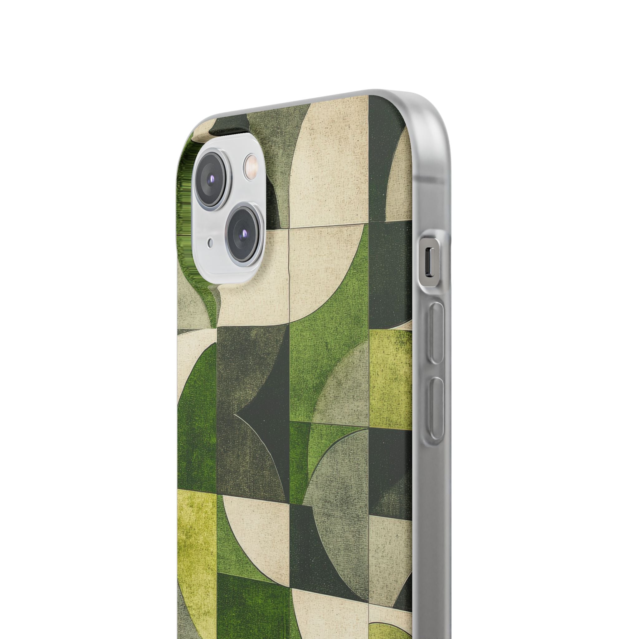 Green Geometric Harmony - Flexi iPhone 14 Phone Case