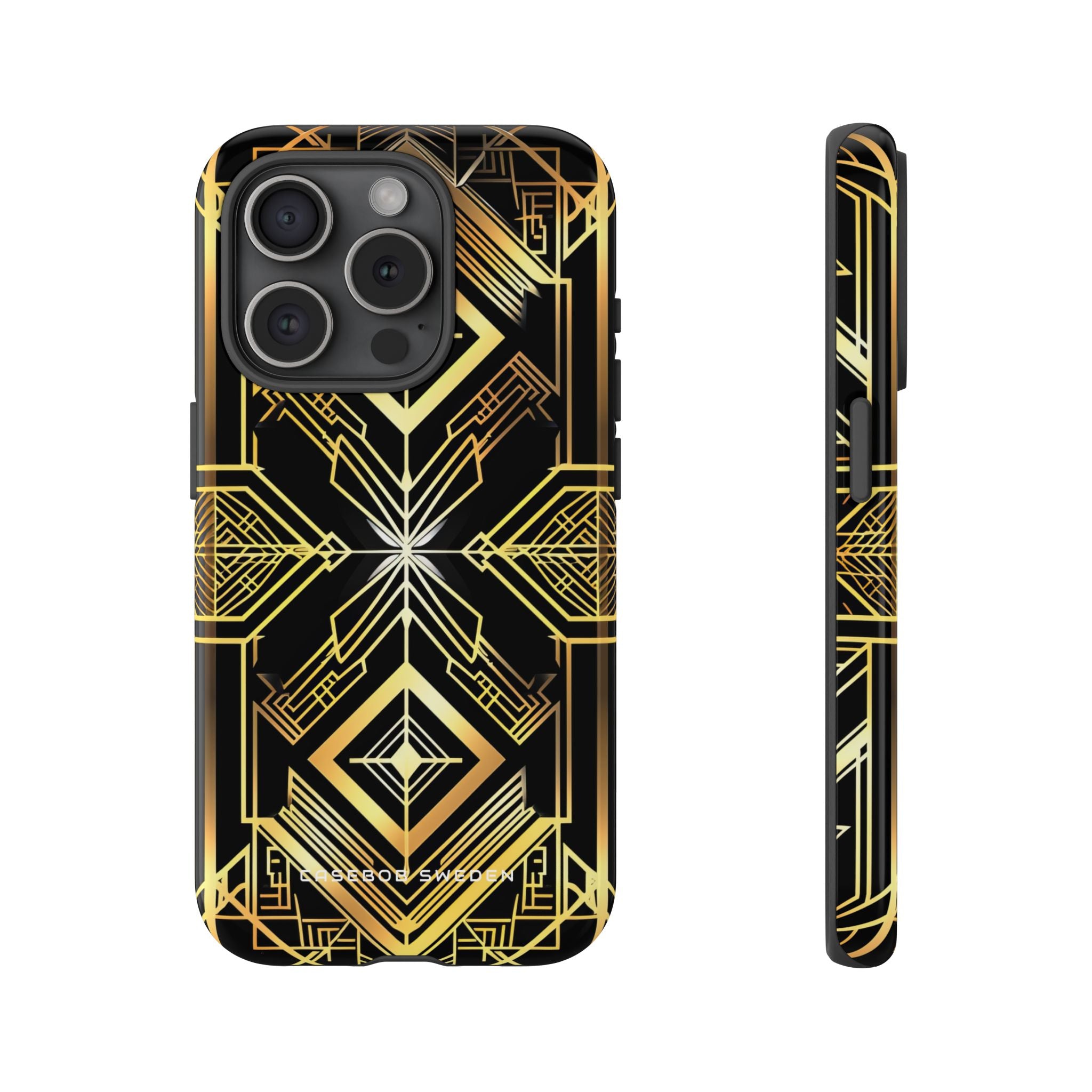 Golden Geometric Opulence iPhone 15 - Tough Phone Case