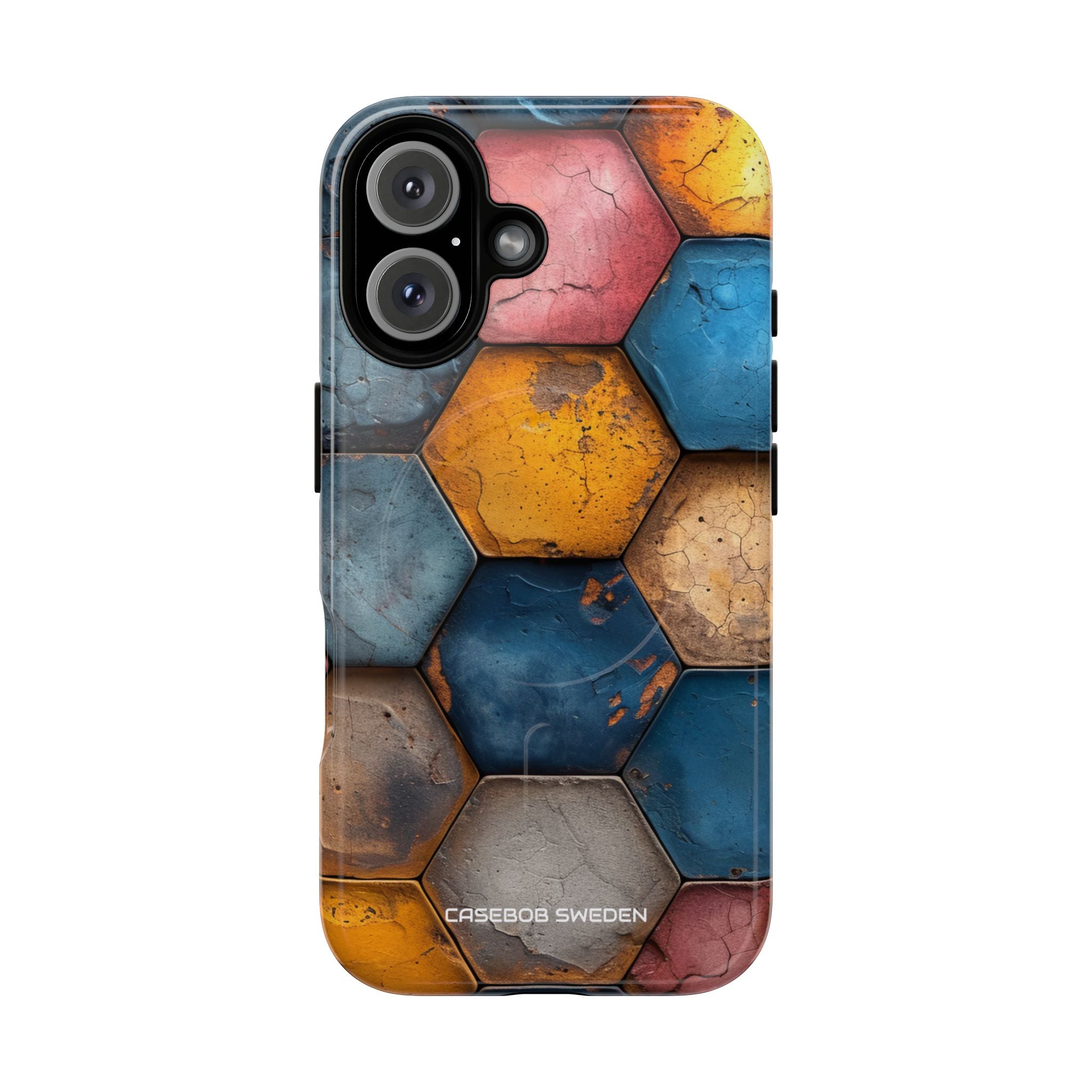 Rustic Geometric Tiles - Tough + MagSafe® iPhone 16 Phone Case