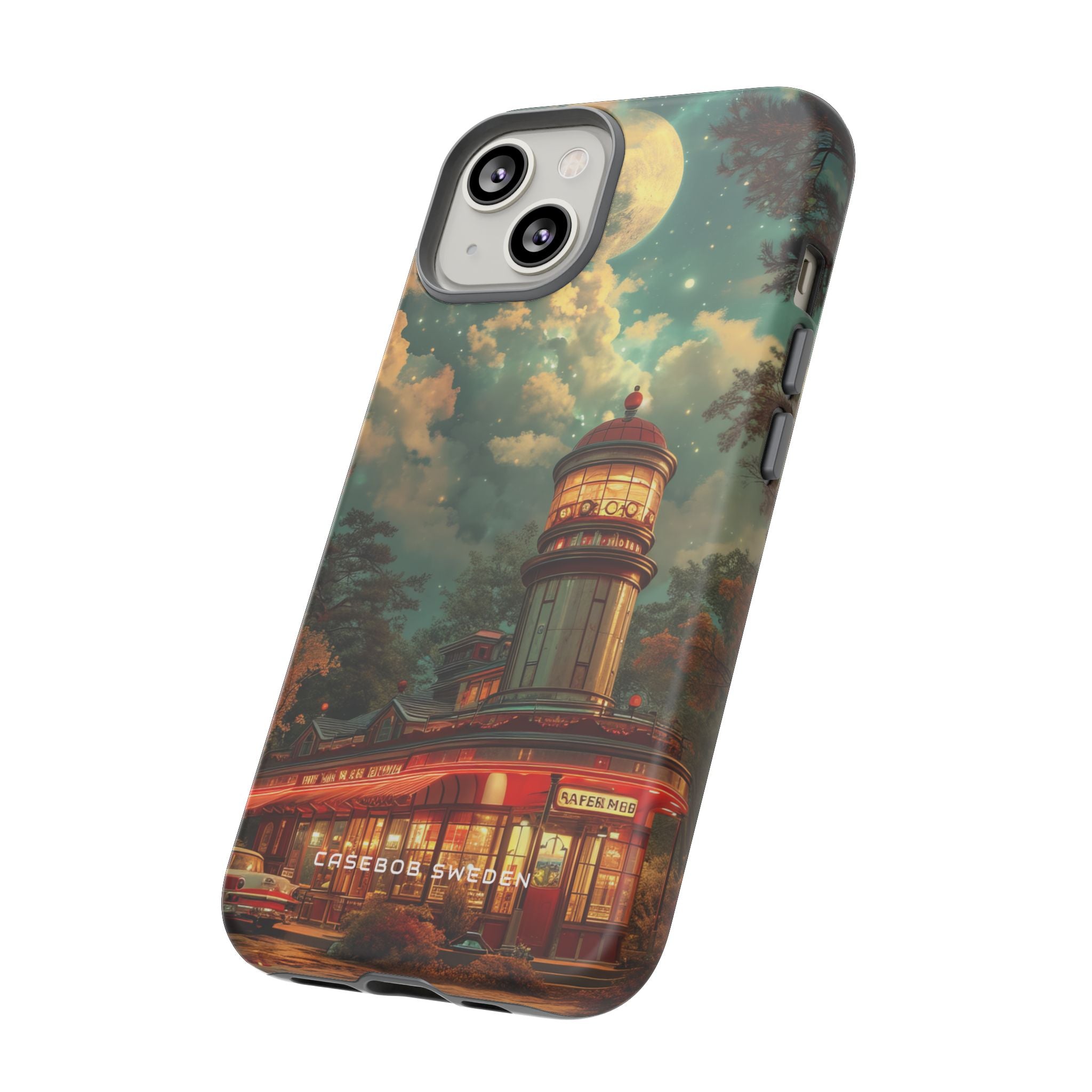 Vintage Moonlit Diner Fantasy iPhone 14 - Tough Phone Case