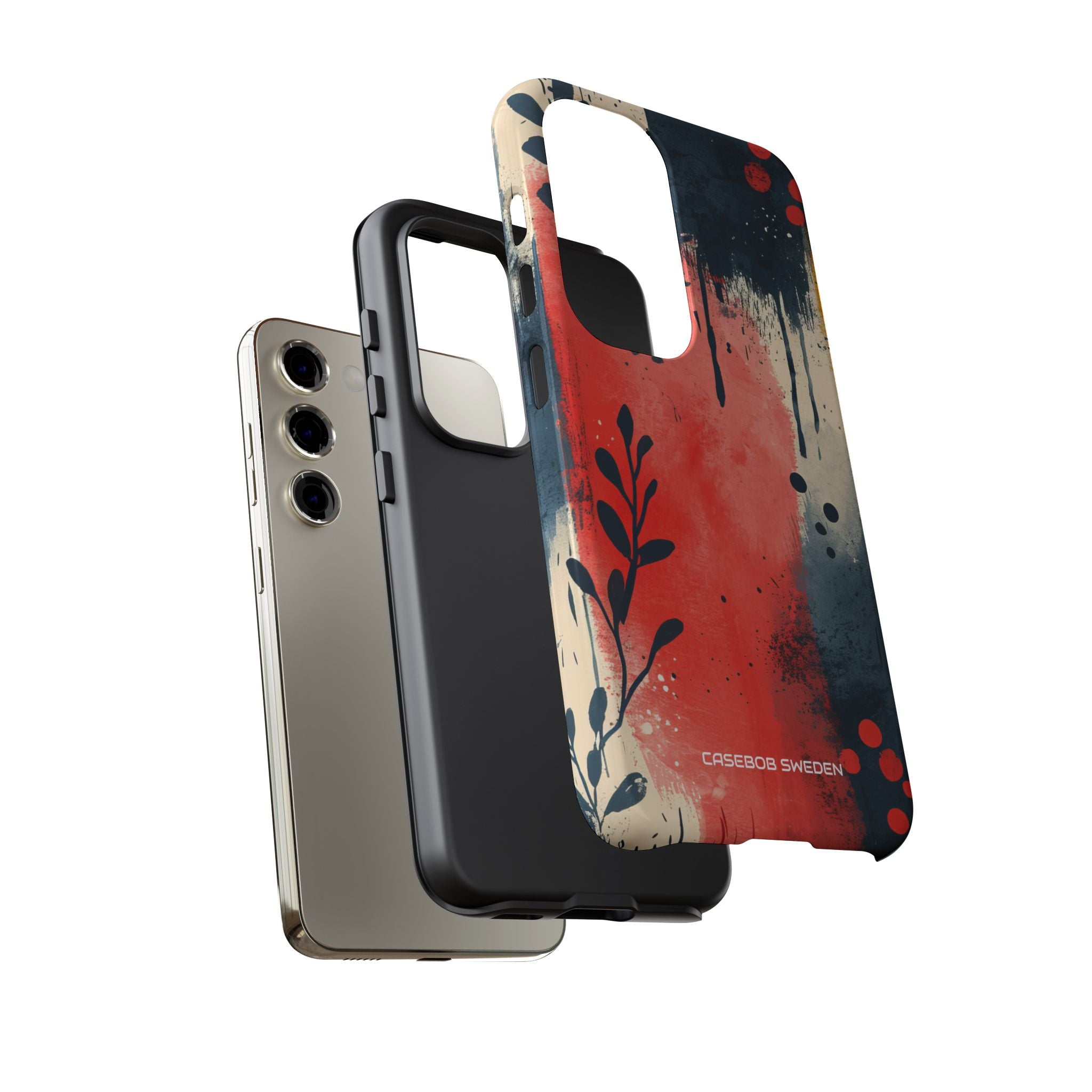 Red Blue Abstract Florals - Tough Samsung S23 Phone Case