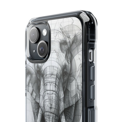 Elephant Line Geometry iPhone 15 - Clear Impact Phone Case