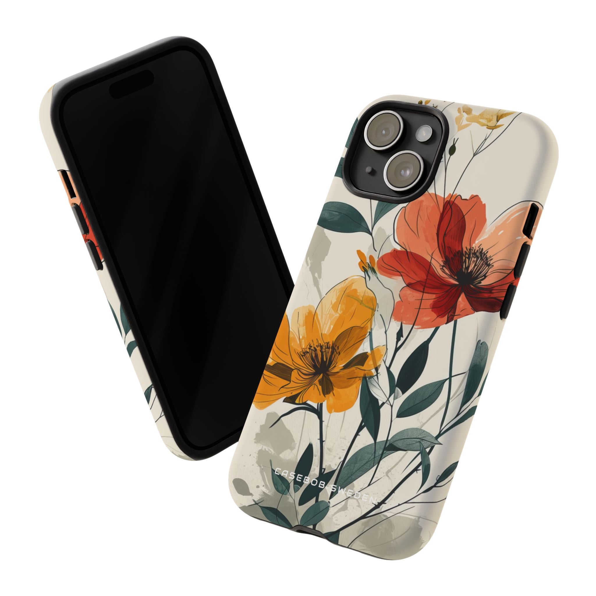 Elegant Floral Harmony iPhone 15 - Tough Phone Case