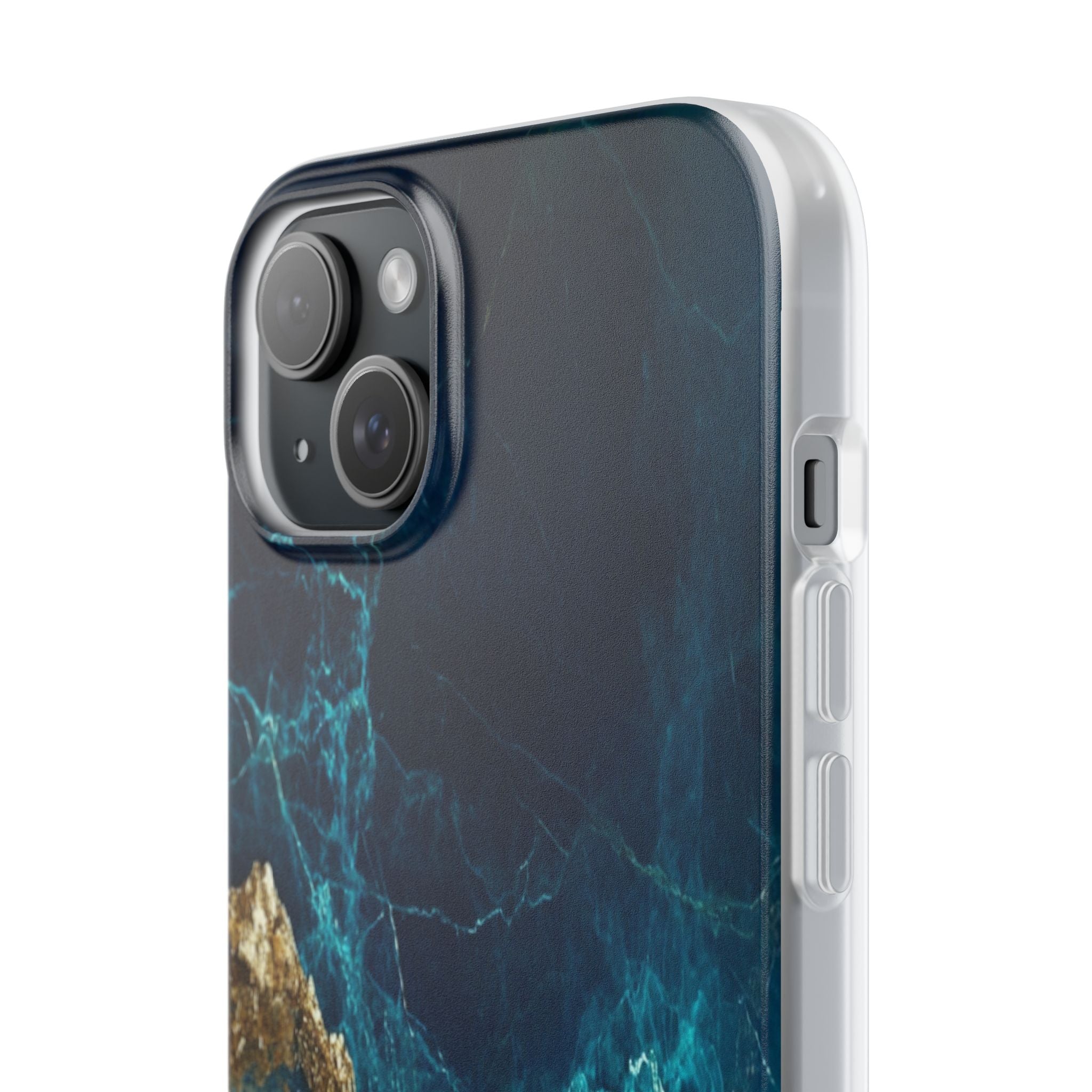 Jagged Gold Split iPhone 15 Plus Case - Soft