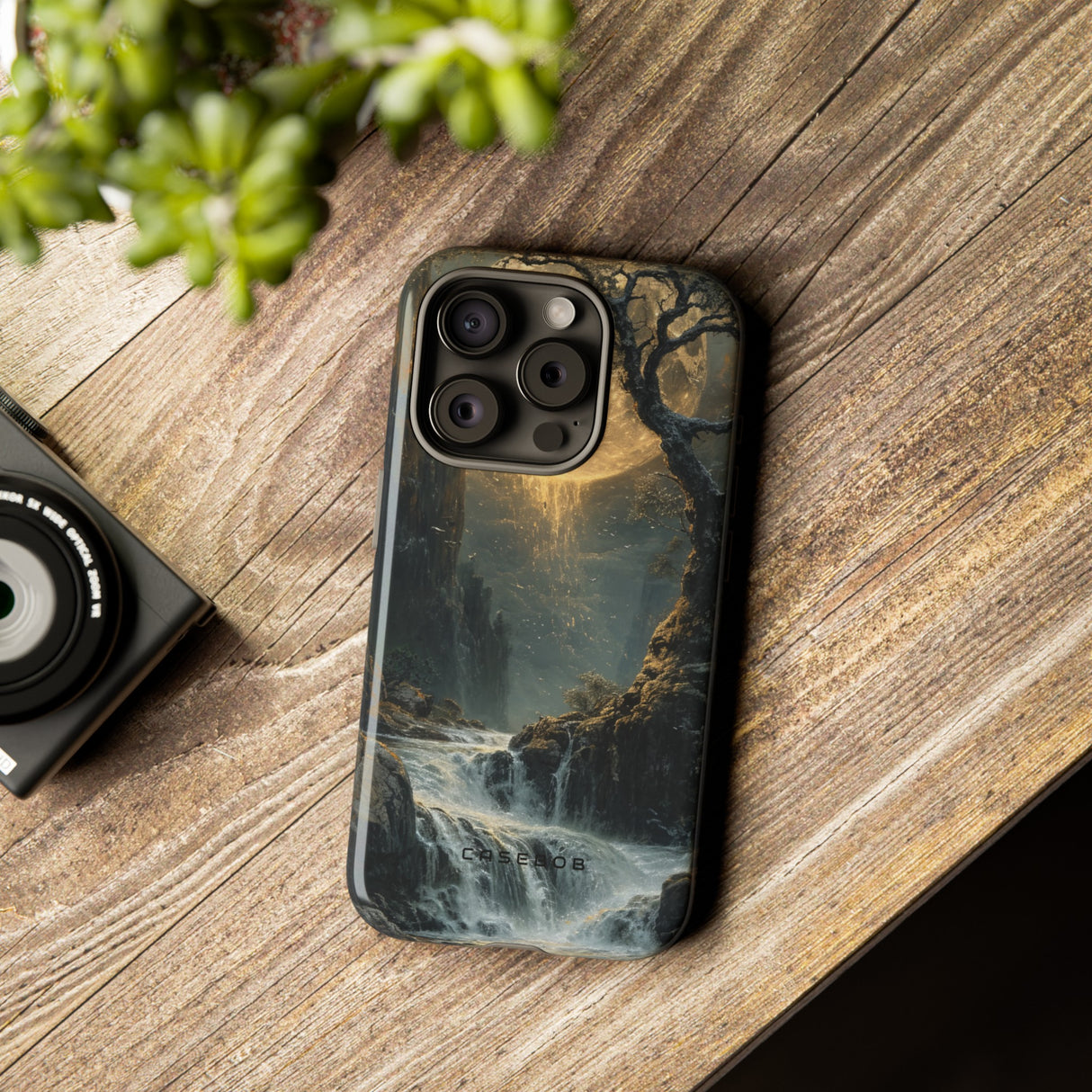 Moonlit Waterfall Silence - Protective Phone Case