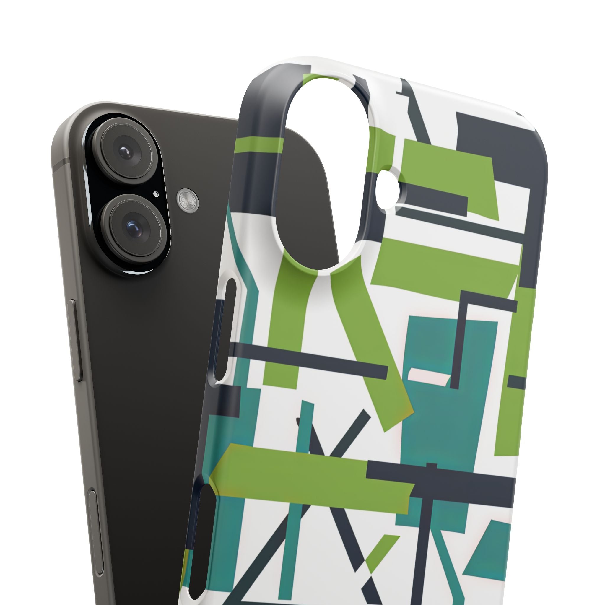 Green Geometry Glide iPhone 16 - Slim Phone Case