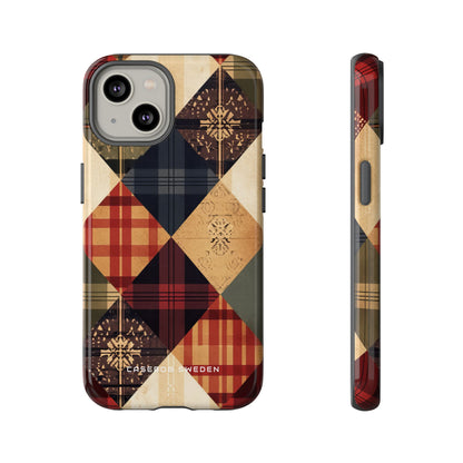 Rustic Geometric Patchwork Harmony iPhone 14 - Tough Phone Case