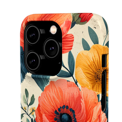 Vibrant Botanical Poppies - Slim iPhone 14 Phone Case