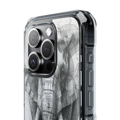 Elephant Line Geometry iPhone 15 - Clear Impact Phone Case