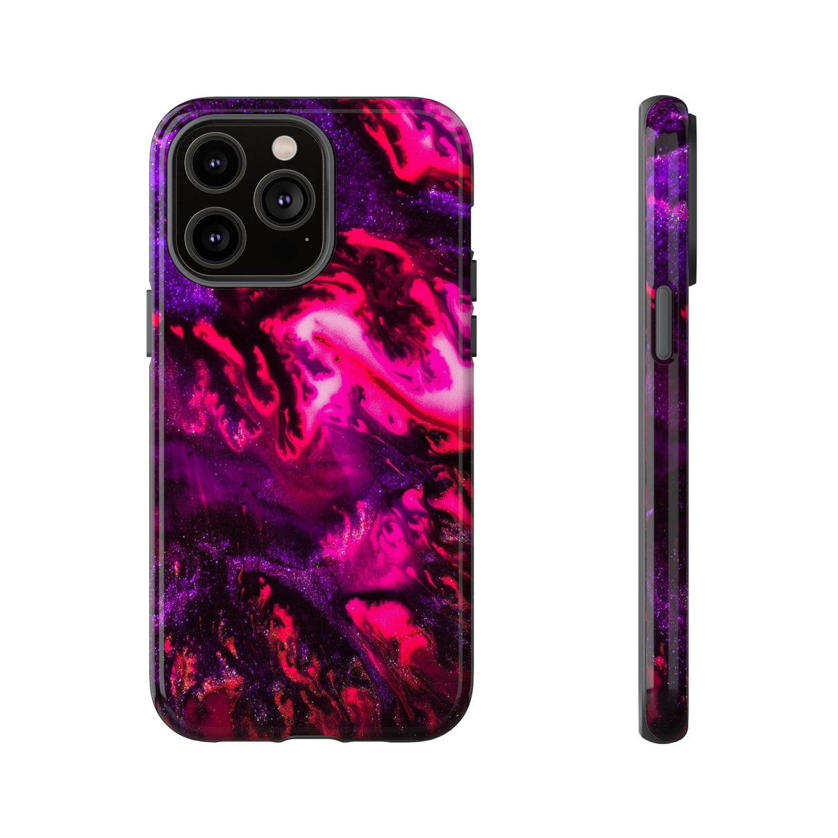 Deep Pink Galaxy Ink Art iPhone Case (Protective) iPhone 14 Pro Max Glossy Phone Case