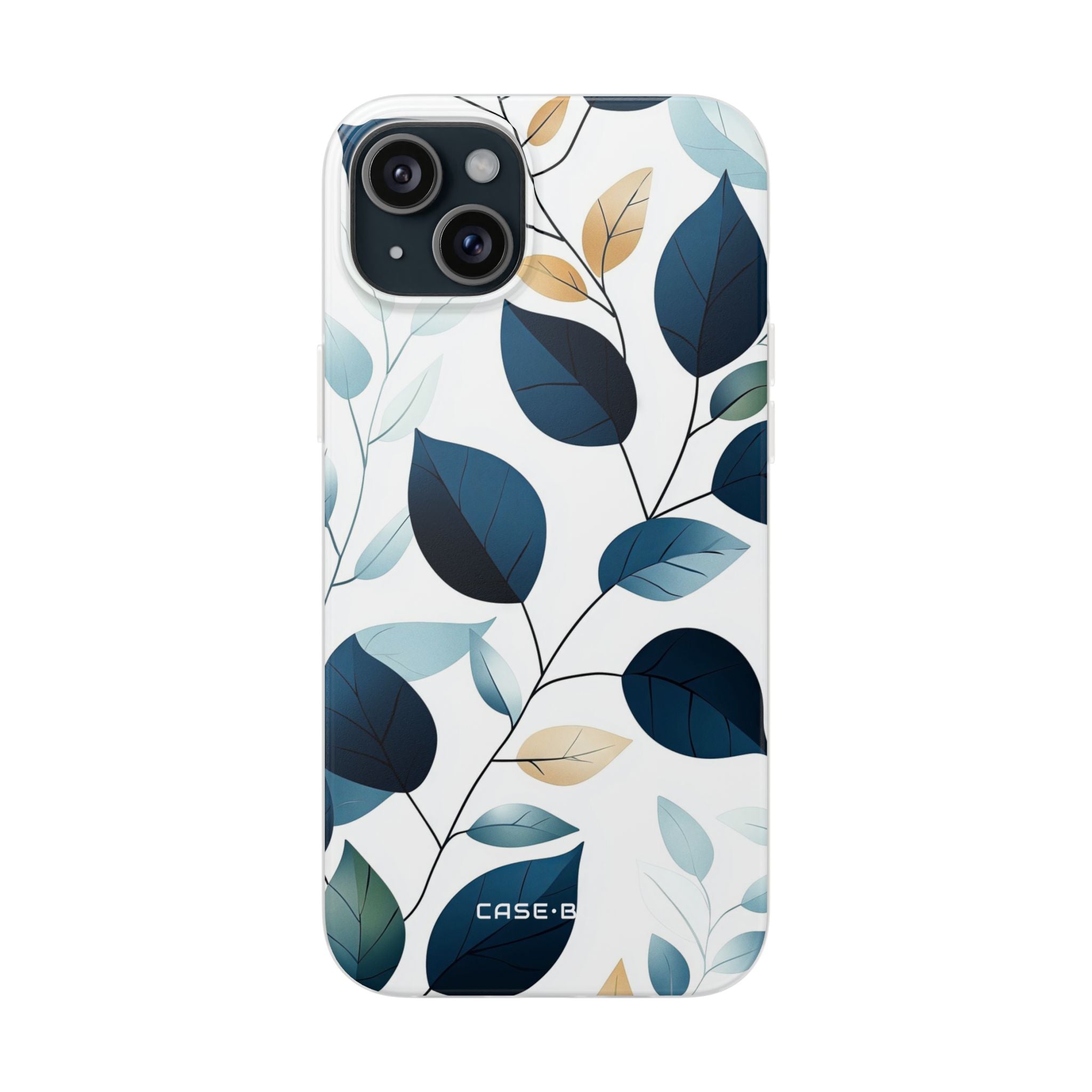 Navy Leaf Veins iPhone 15 Plus Case - Soft