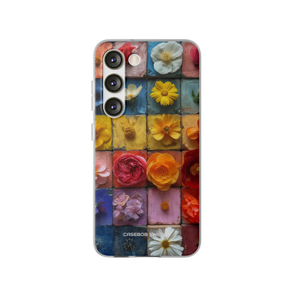 Vibrant Floral Tiles - Flexi Samsung S23 Phone Case