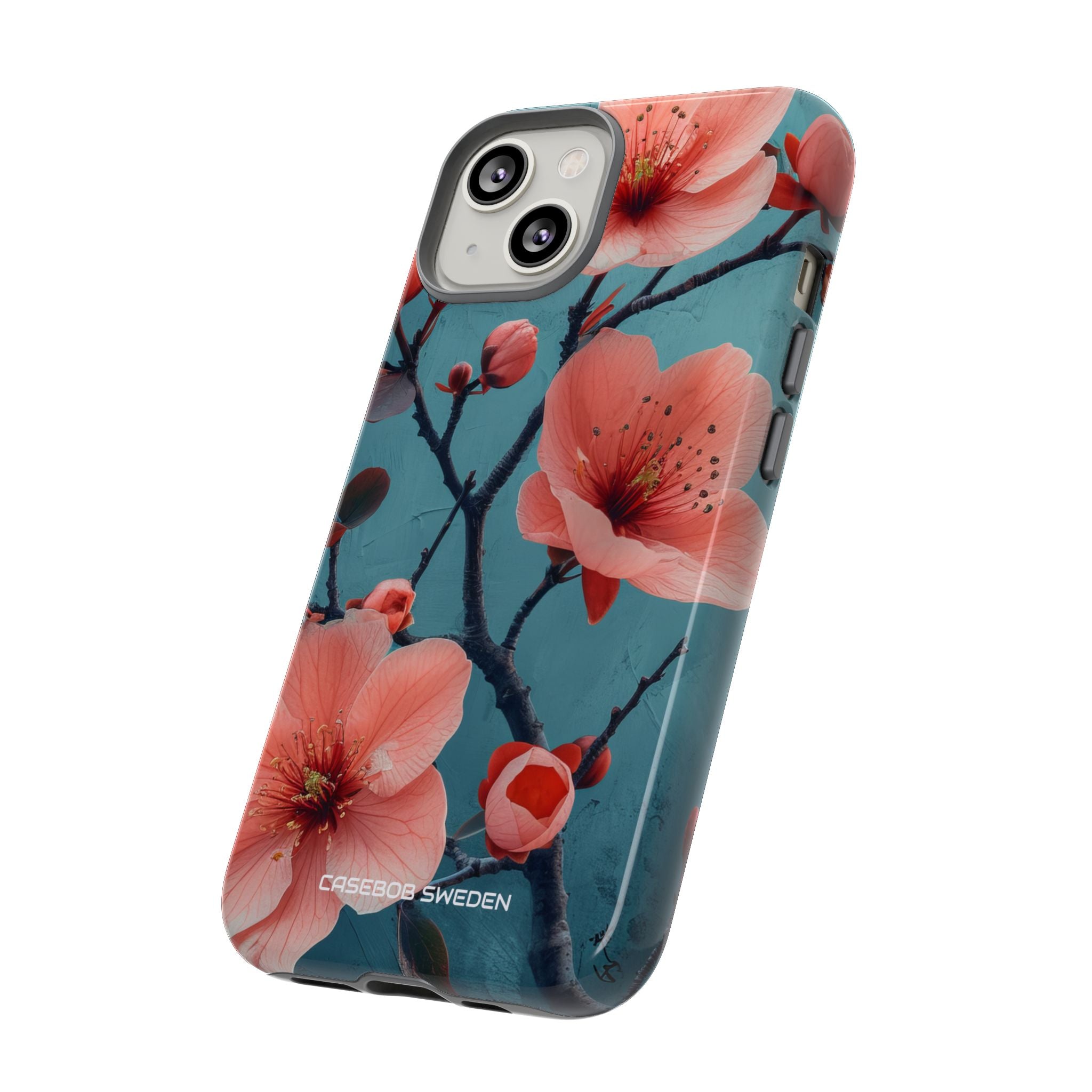 Teal Coral Blossom - Tough iPhone 14 Phone Case