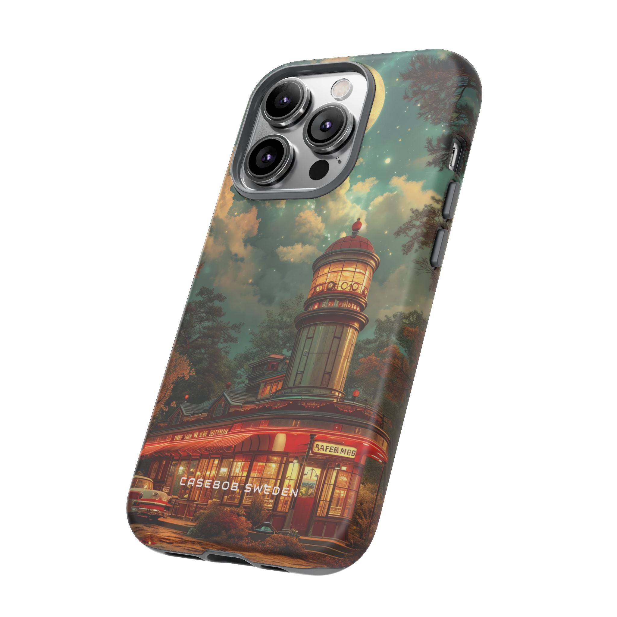 Vintage Moonlit Diner Fantasy iPhone 14 - Tough Phone Case