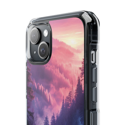 Misty Forest Serenity - Clear Impact iPhone 15 Phone Case