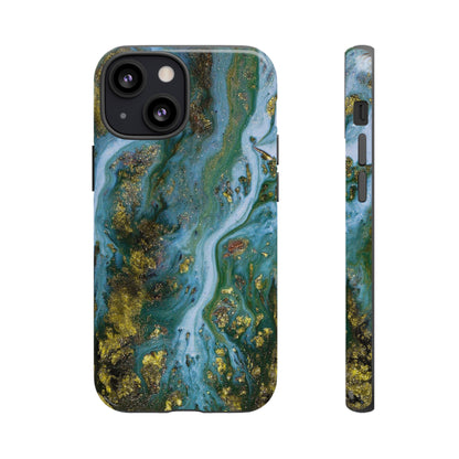 Ocean Blue Ink Art iPhone Case (Protective) iPhone 13 Mini Glossy Phone Case