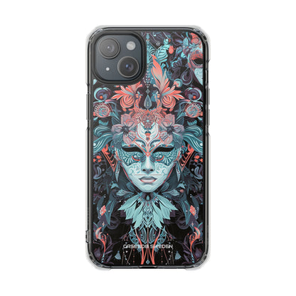 Mystic Teal Coral Mask - Clear Impact iPhone 15 Phone Case