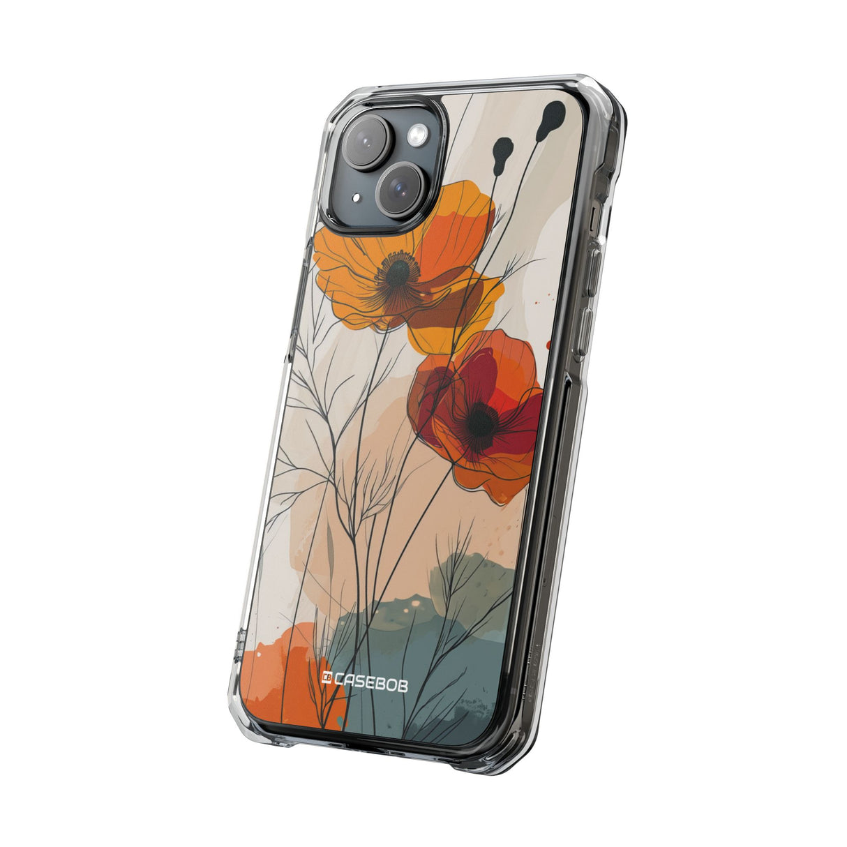 Feurige florale Abstraktion – Handyhülle für iPhone (Clear Impact – magnetisch)