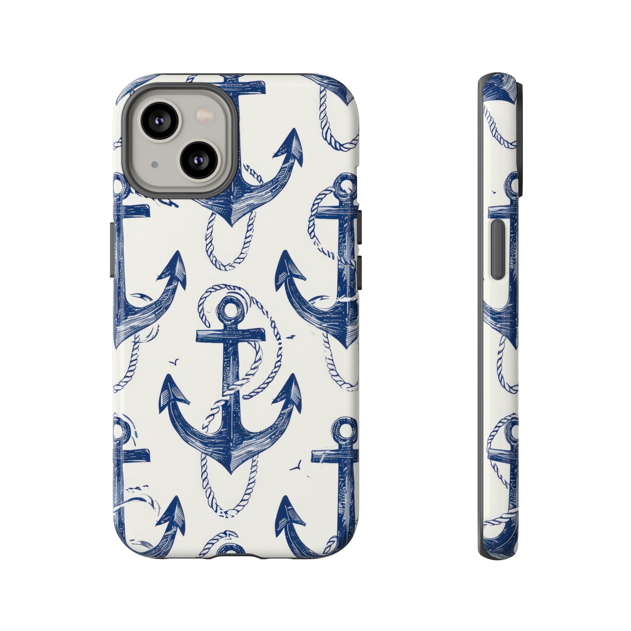 Navy Anchor Loop iPhone 14 Case - Tough