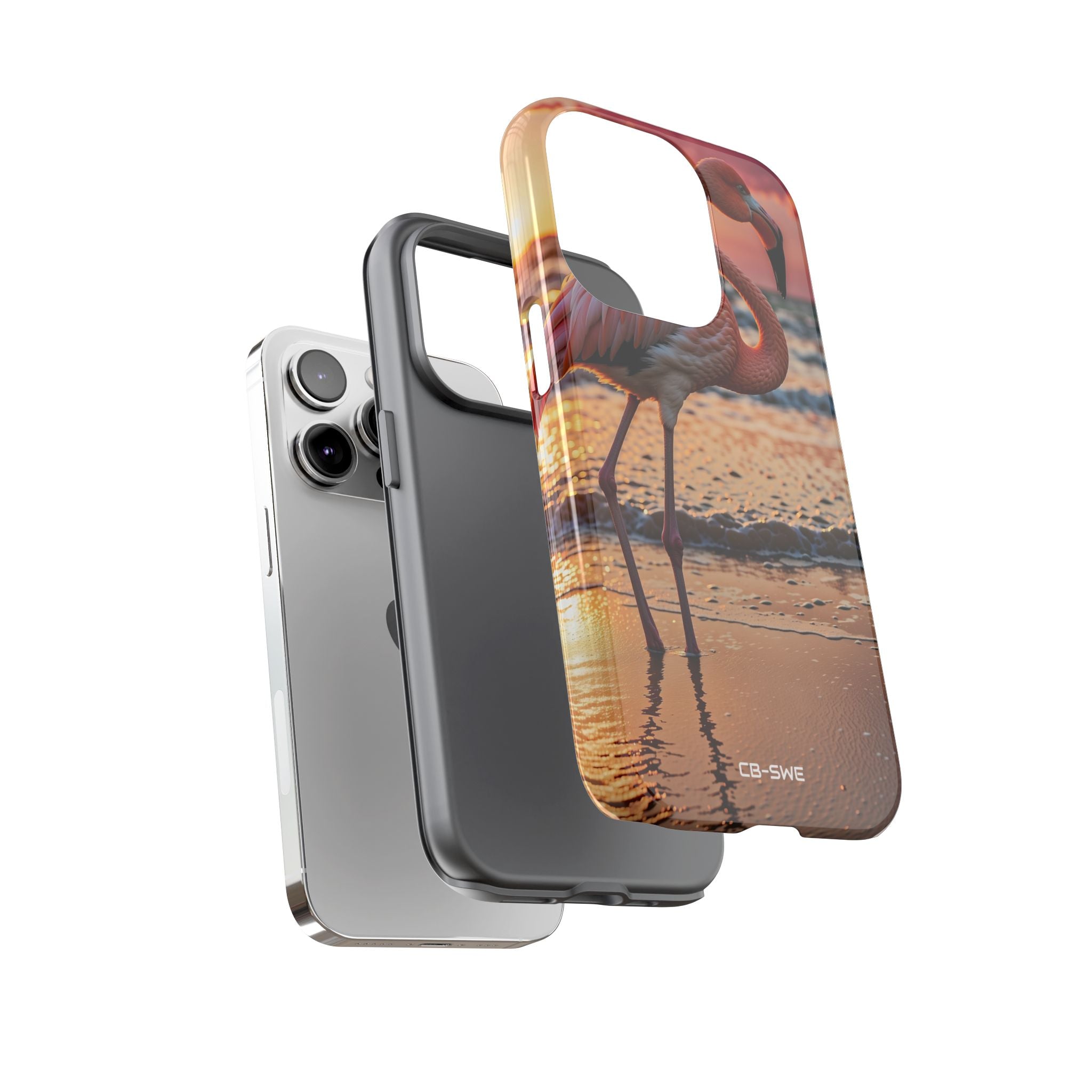 Sunset Flamingo Stand - iPhone Case