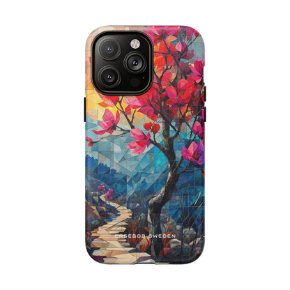 Vibrant Geometric Tree Landscape iPhone 14 | Tough+ Phone Case