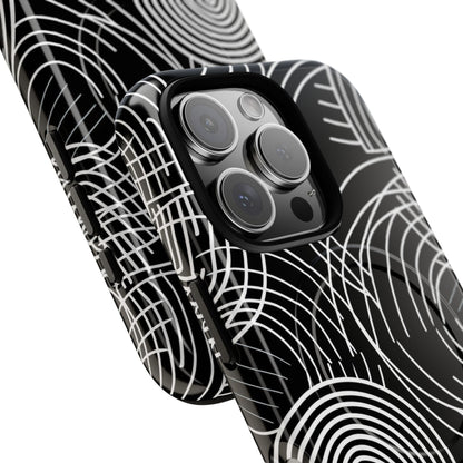 Monochrome Spiral Curves iPhone 16 - Tough+