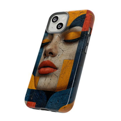 Blue Lady's Geometric Elegance - Protective Phone Case