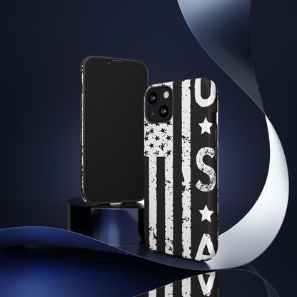 Black n White U.S Flag - Protective Phone Case