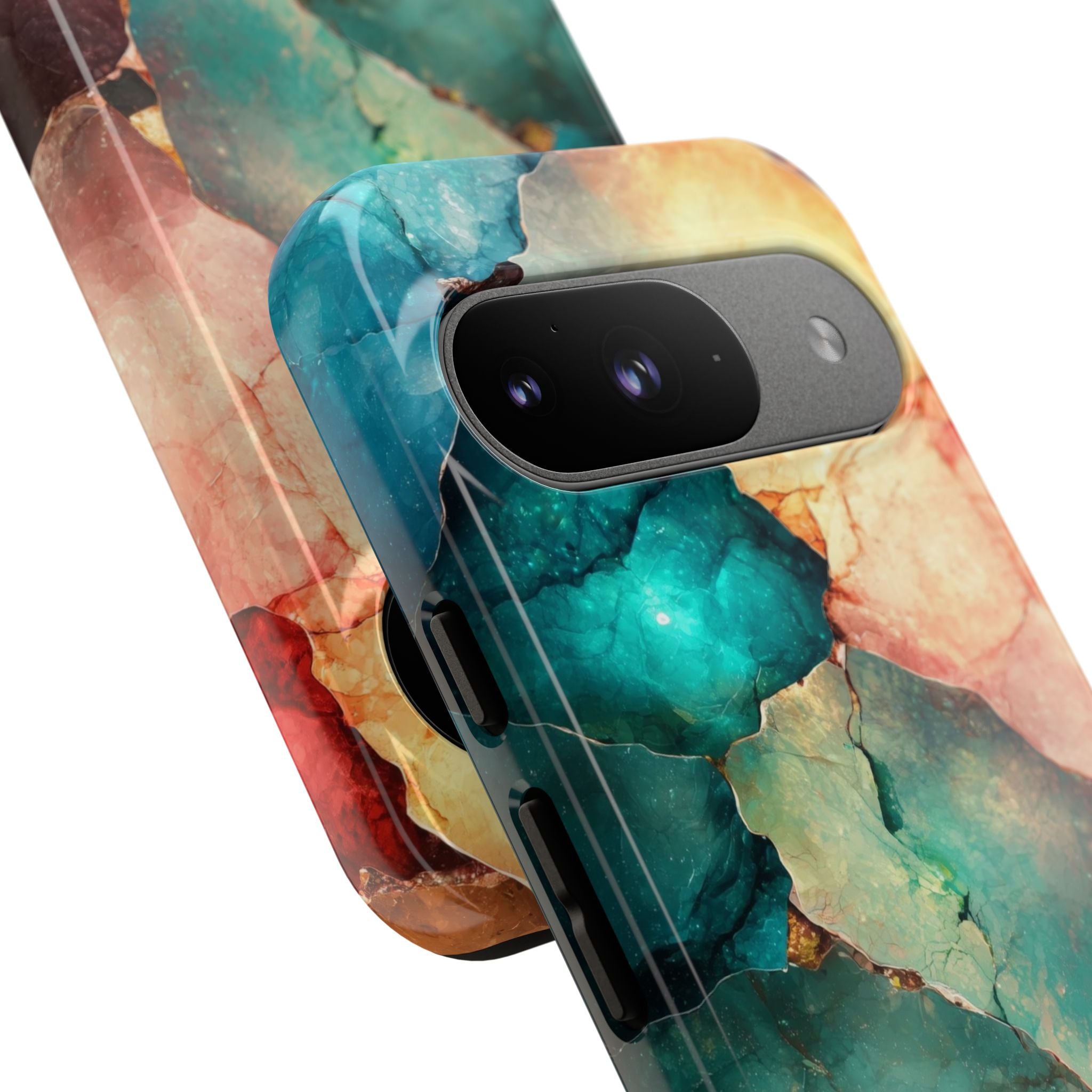 Teal Mosaic Veins Google Pixel 9 Case - Tough