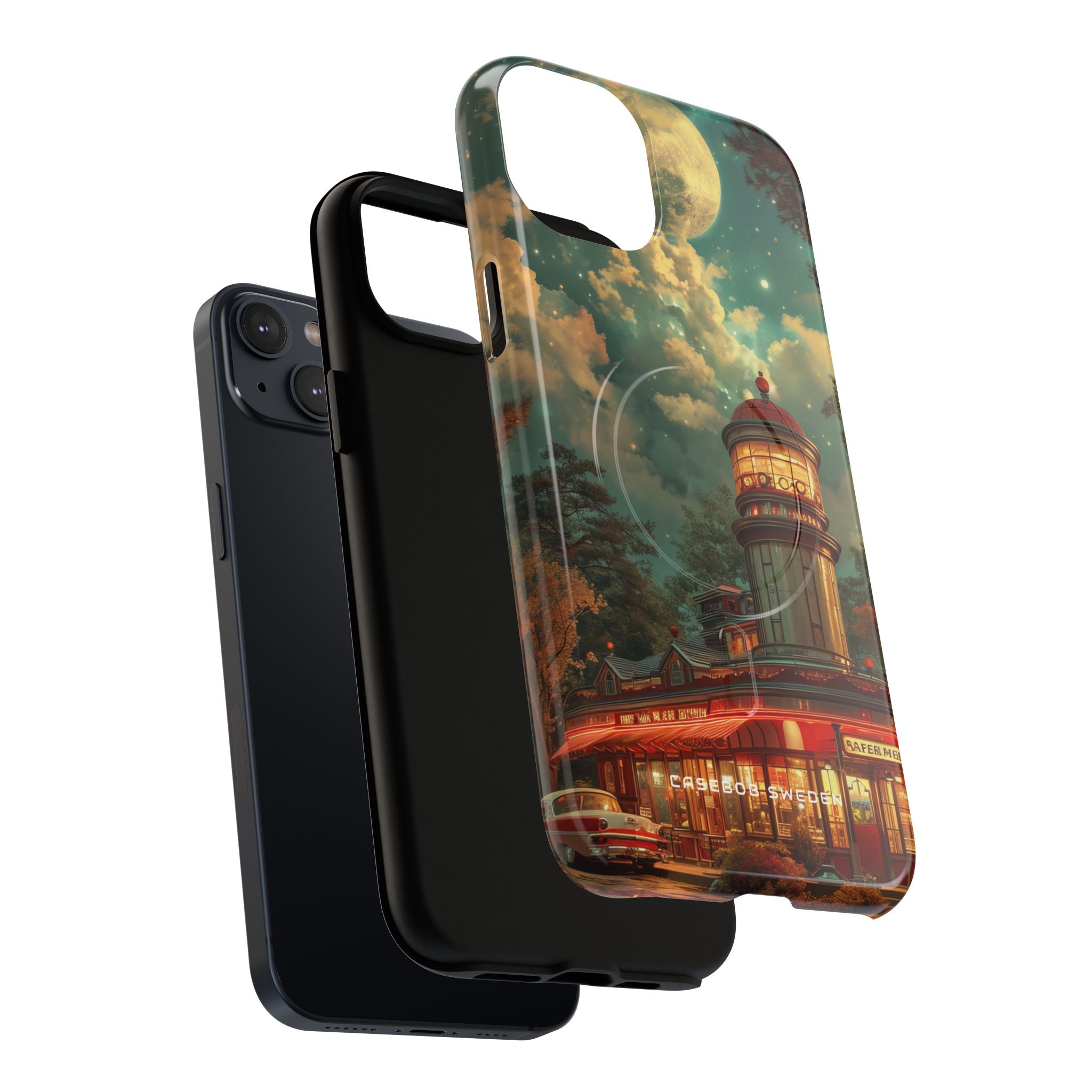 Vintage Moonlit Diner Fantasy iPhone 14 | Tough+ Phone Case