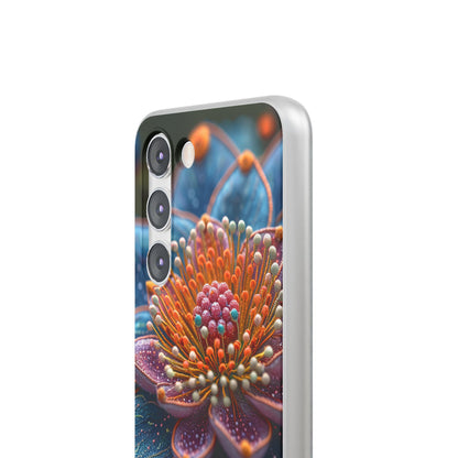 Blue-Orange Floral Swirl - Flexi Samsung S23 Phone Case