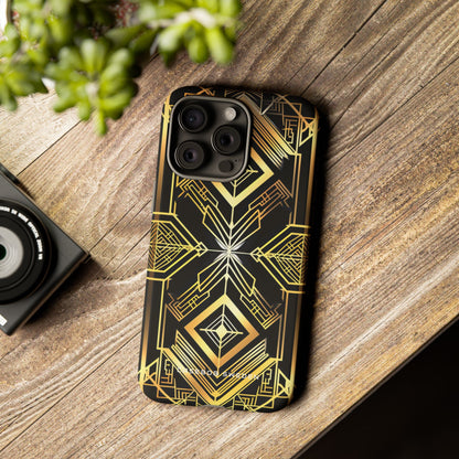 Golden Geometric Opulence iPhone 15 - Tough Phone Case