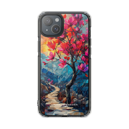 Vibrant Geometric Tree Landscape iPhone 15 - Clear Impact Phone Case