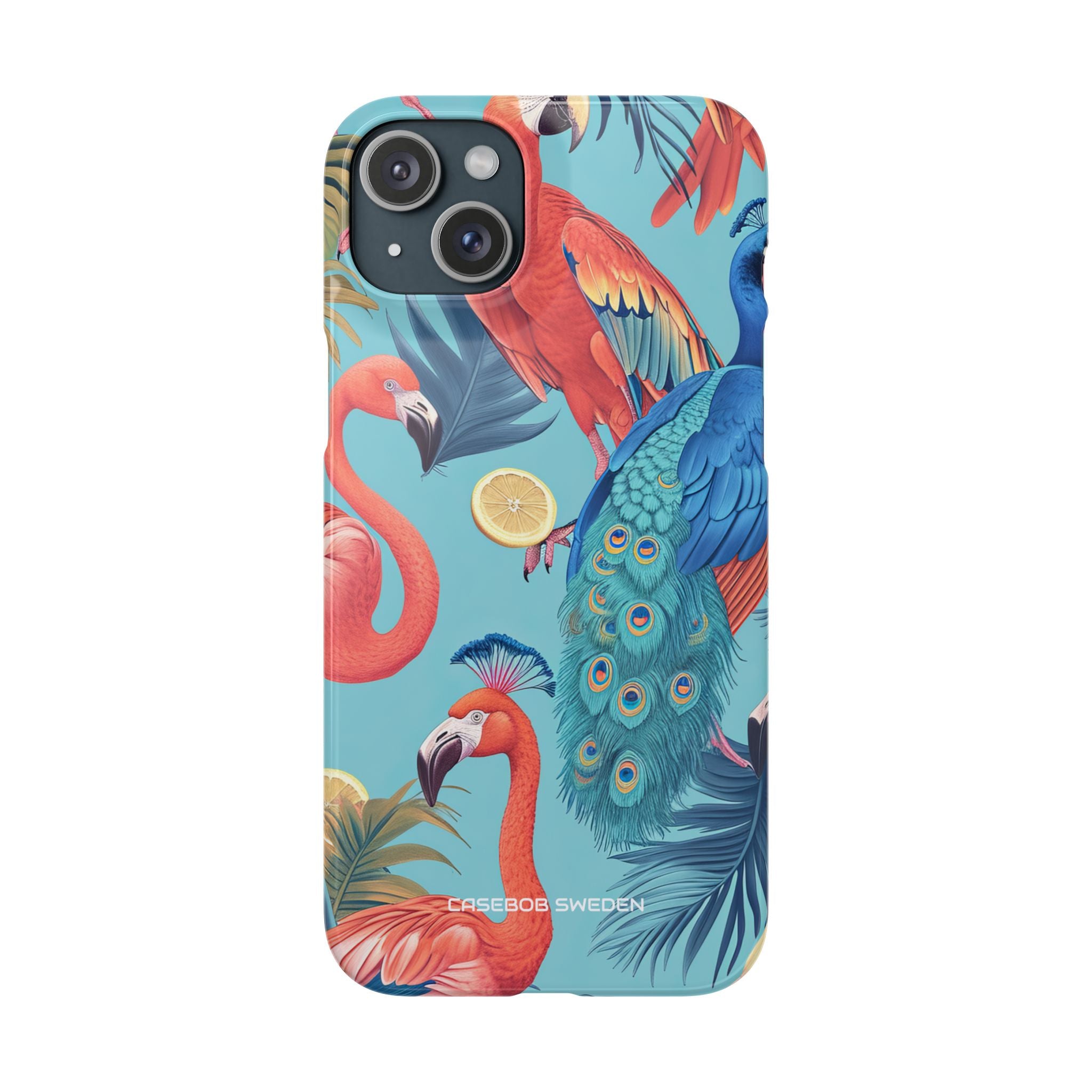 Tropical Flamingo Bliss - Slim iPhone 15 Phone Case