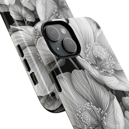 Monochrome Petal Dance iPhone 15 – Robust+