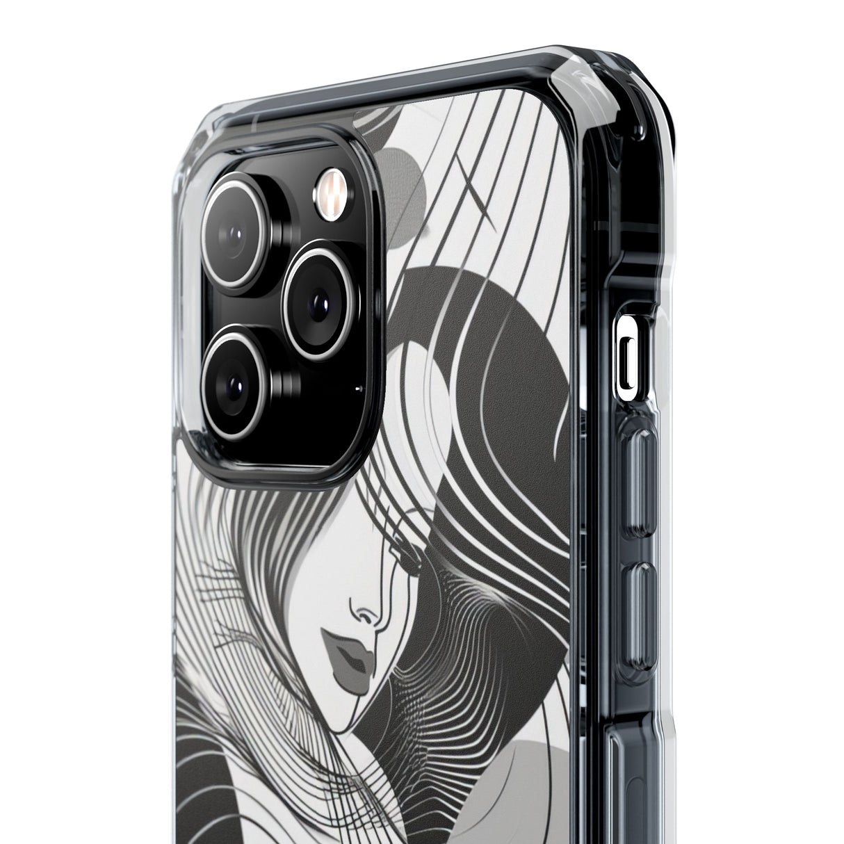 Fluid Noir Rhythm – Handyhülle für iPhone (Clear Impact – Magnetisch) 