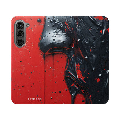 Kiiltävä musta kasvot - Samsung S23+ -kotelo - Lompakko