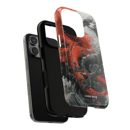 Twin Dragons Crimson iPhone 16 Pro Case - Tough+