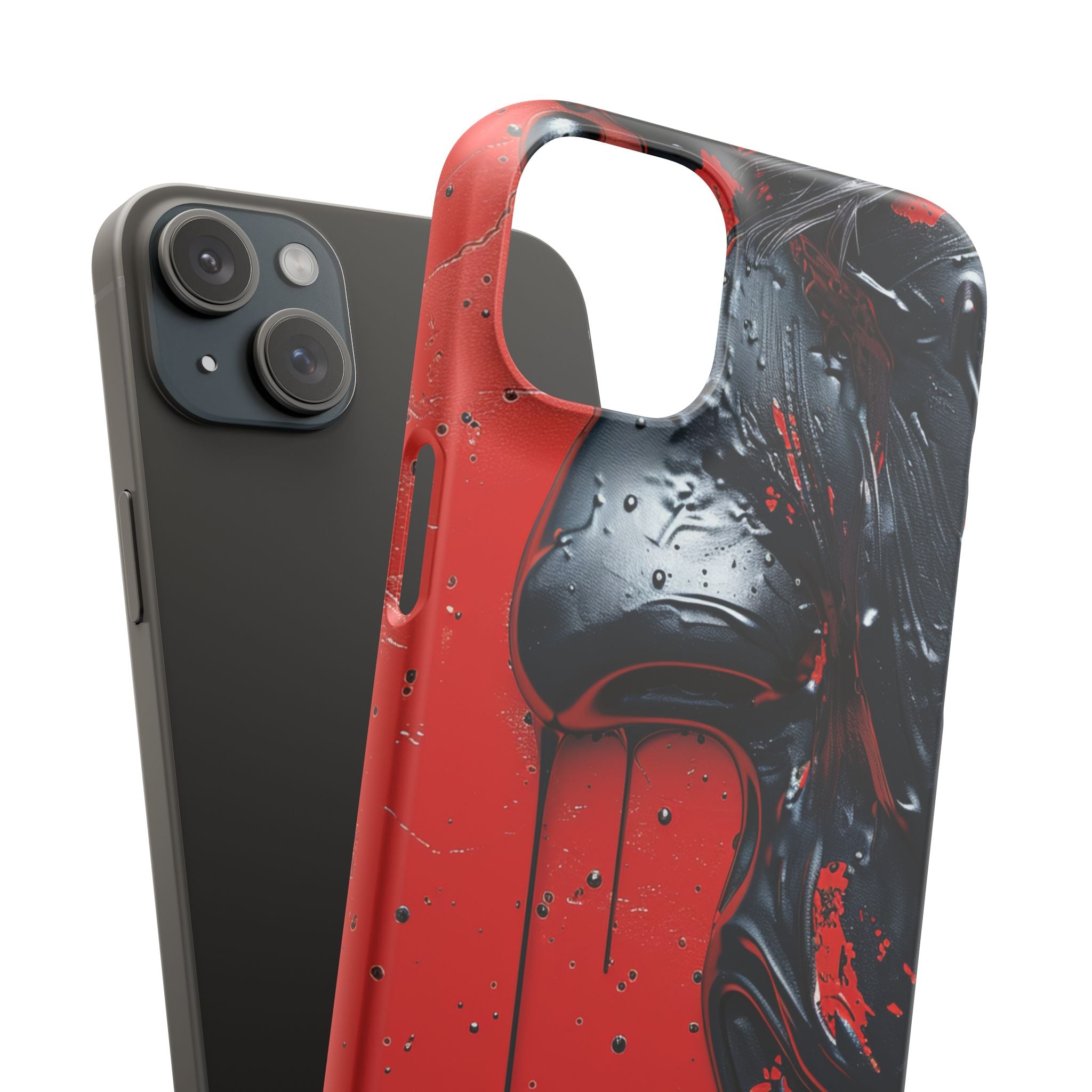 Textured Crimson Bloom iPhone 15 - Slim Phone Case