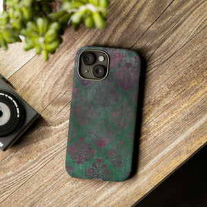 Green Damask Gothic Flower - Protective Phone Case